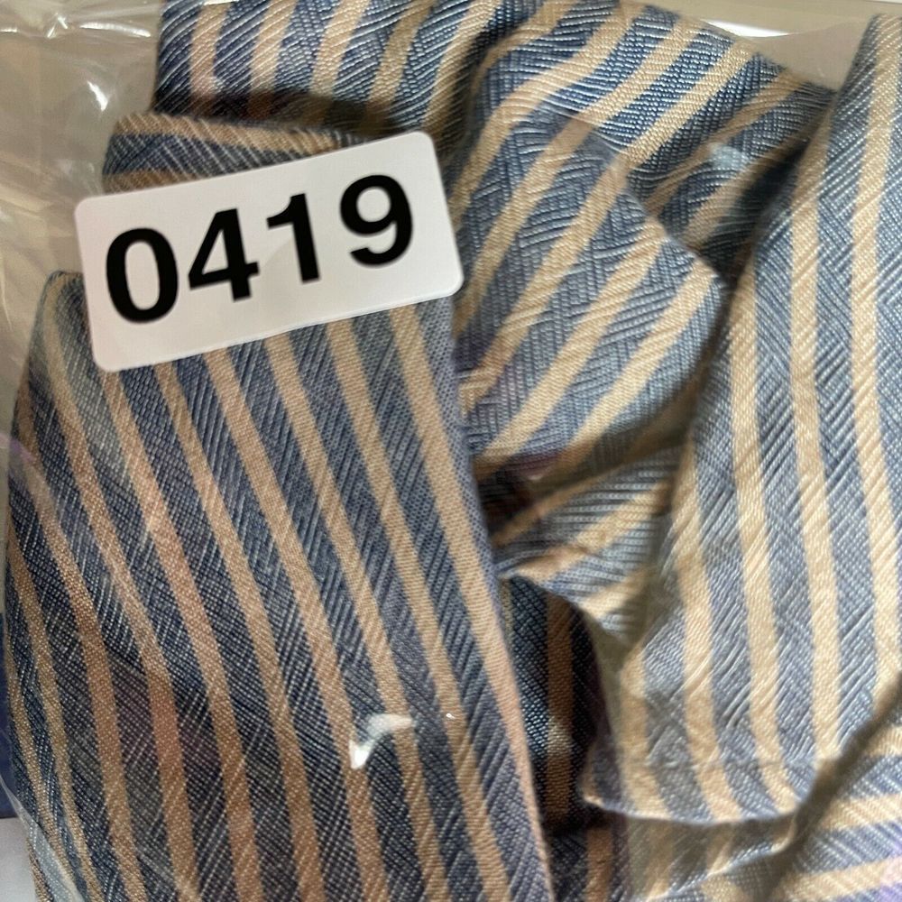 Ecote OU Wrap Dress Womens Size Medium Blue/Tan Striped Bell Sleeve V-Neck 90s - Picture 11 of 11